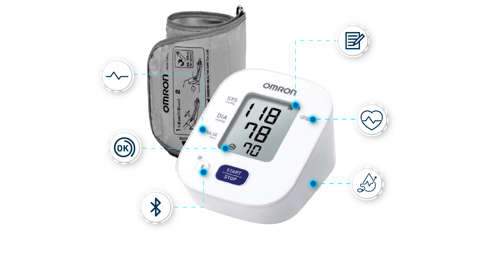 Omron HEM 7140T1 Bluetooth Blood Pressure Monitor With Cuff Wrapping